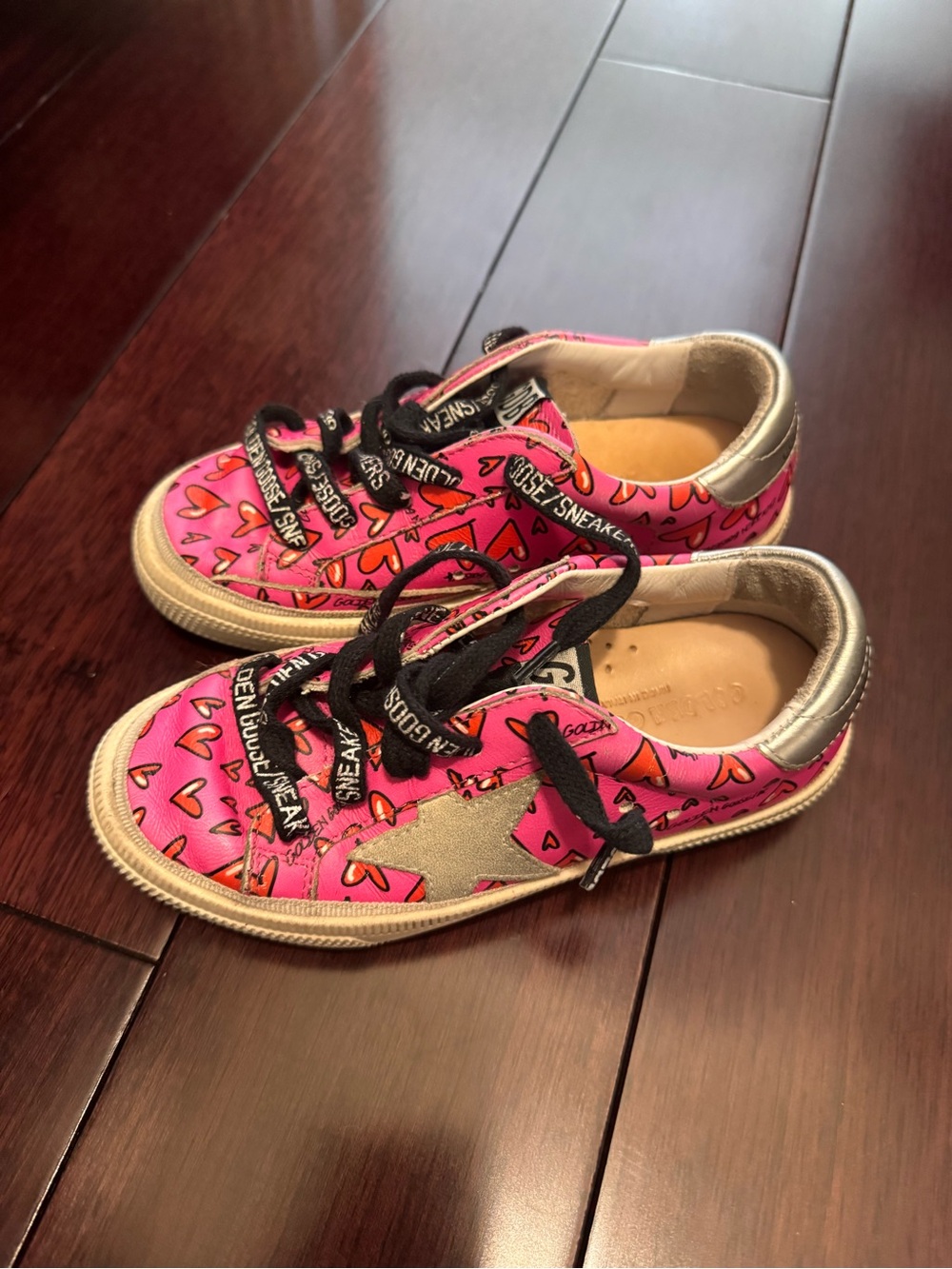 Golden Goose Kids Pink Heart-Print Platform Sneakers